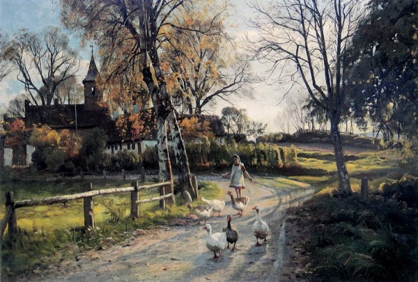 A walk in the garden along with the birds by Peter Mork Monsted
